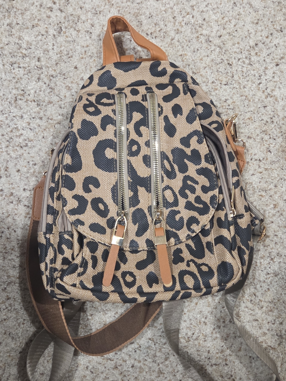 Source Unknown Leopard Print Mini Backpack - Tan and Black